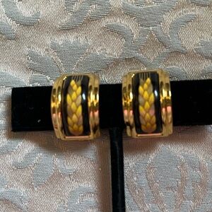 Hermes Gold and Black Earrings